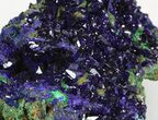 Azurite Crystal Cluster with Fibrous Malachite - Laos #50775-1